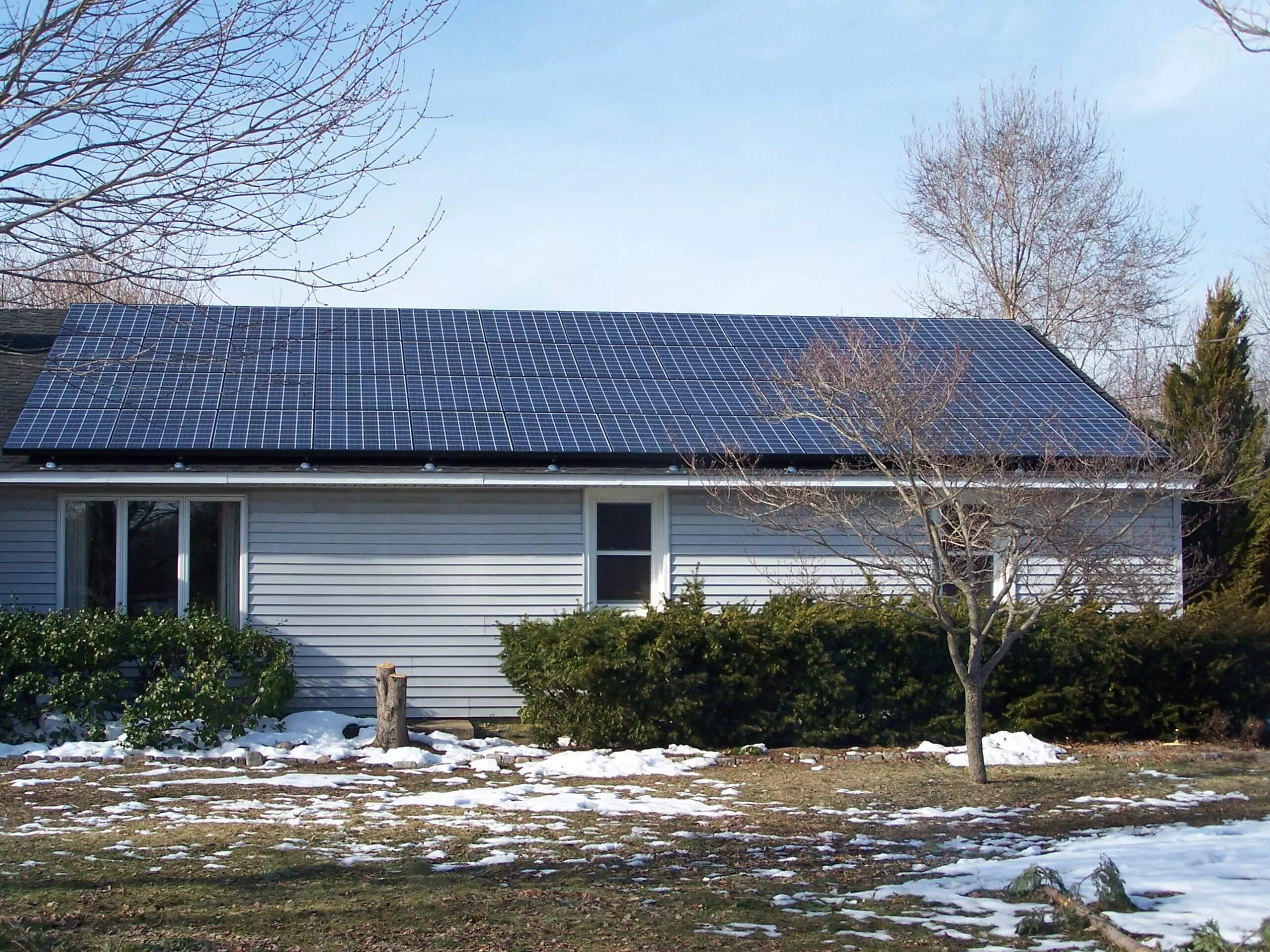 Solar panel installation on house