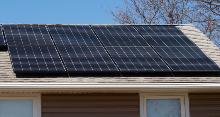 Solar Panels Installed On The Roof Of The House