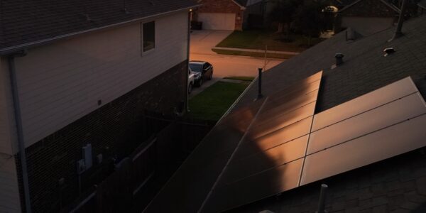 Sunset Silhouette Of All Black Solar Panels